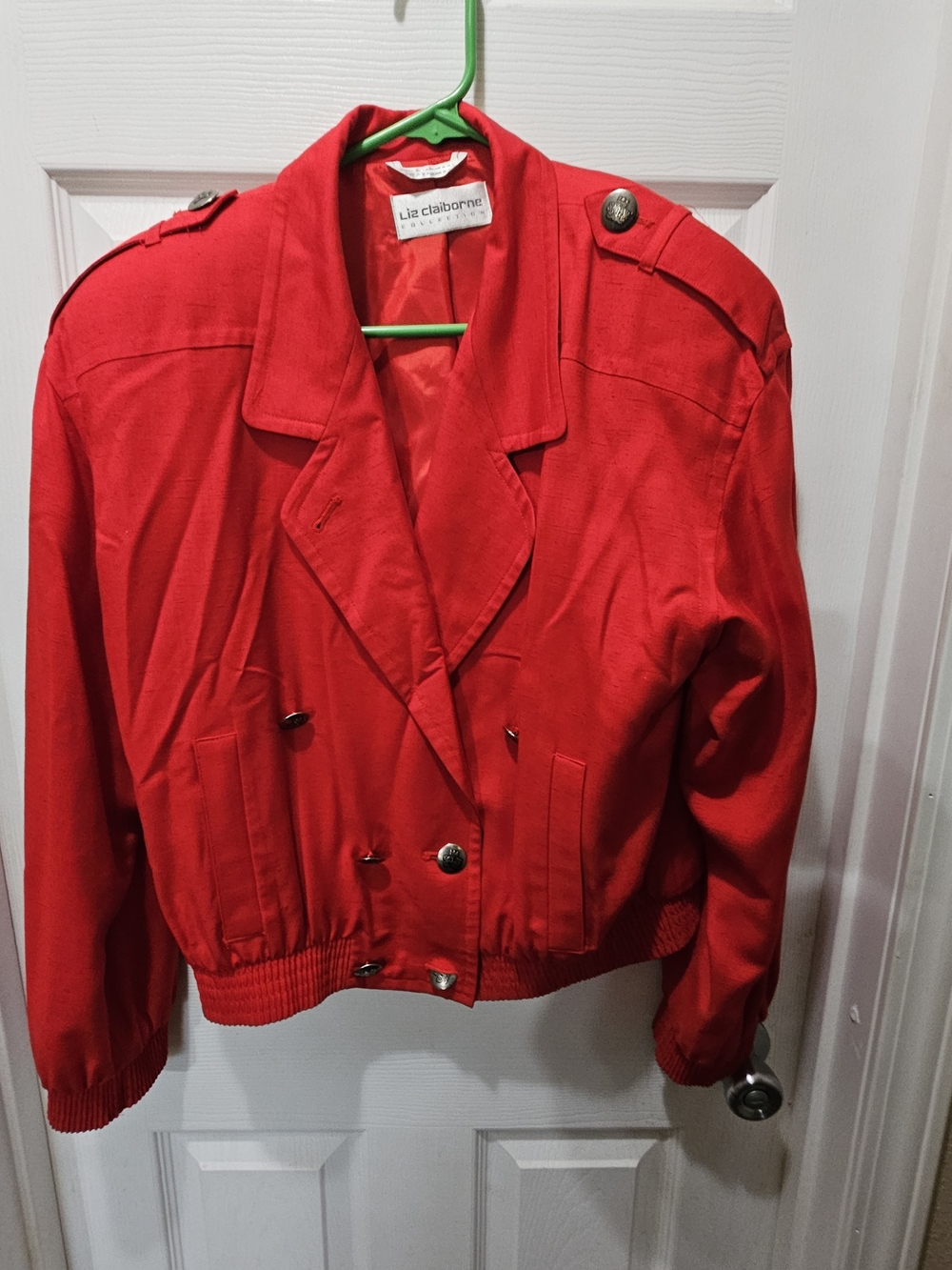 Liz Claiborne Red Bomber-Style Women's Jacket with Epaulets